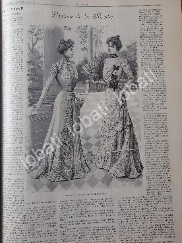 GACETA ANTIGUA DE MODAS 1899. " PAGINAS DE LA MODA " /58 - Image 2