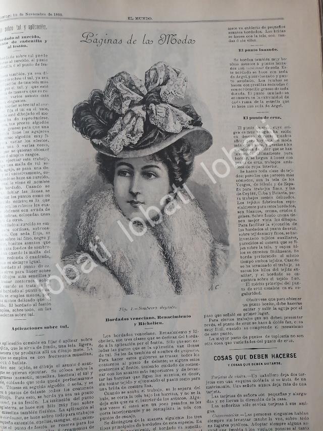 GACETA ANTIGUA DE MODAS 1899. " PAGINAS DE LA MODA " /64 - Image 3
