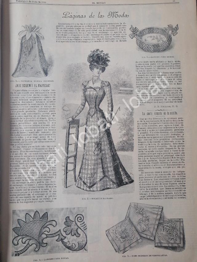 GACETA ANTIGUA DE MODAS 1899. " PAGINAS DE LA MODA " /50