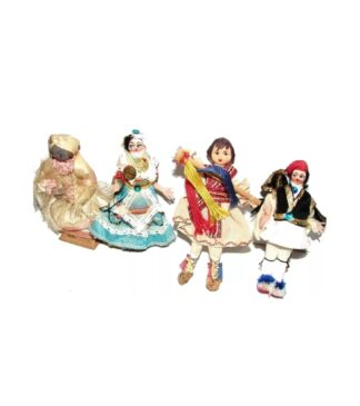 4 Muñecos Antiguos De Souvenir 1950s 10 Cms /juguetes Retro
