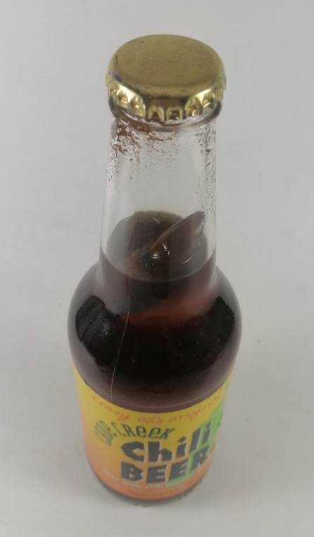 BOTELLA DE CERVEZA RETRO. CAVE CREEK CHILI BEER 1990s CON CHILE DENTRO - Image 6