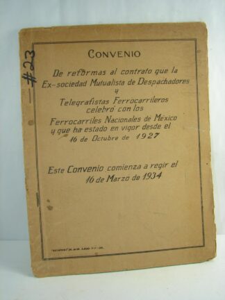 Convenio Al Contrato Colectivo De Telegrafistas 1934 Raro