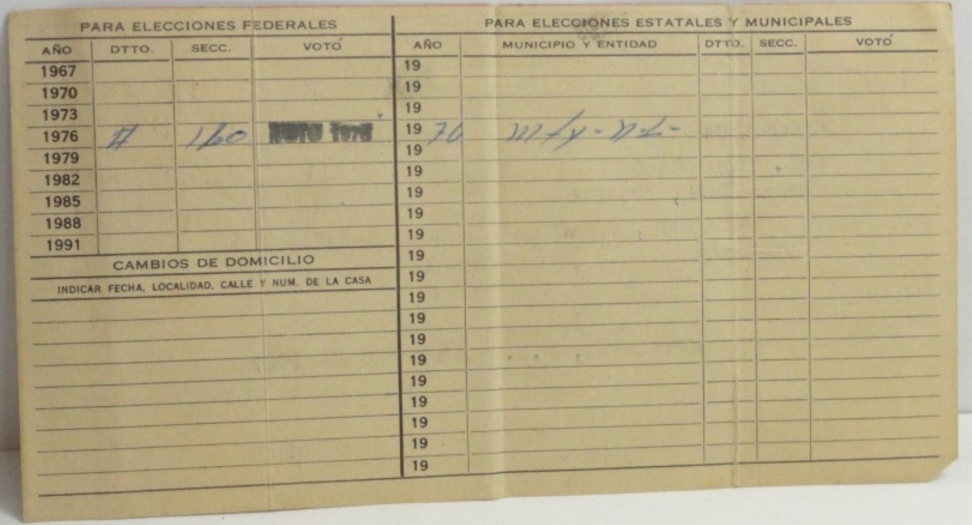 ANTIGUA CREDENCIAL DE ELECTOR 1967 MEXICO - Image 3