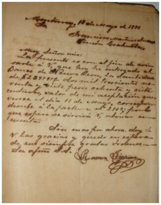 Documento Antiguo 1899 Carta Comercial Monterrey.