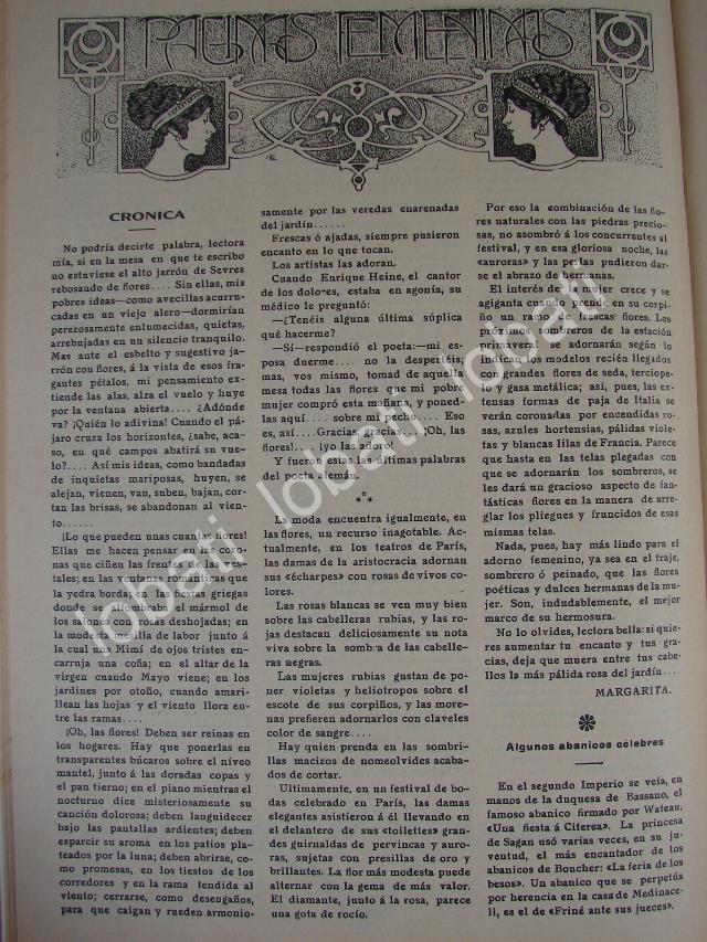 GACETA ANTIGUA " PAGINAS FEMENINAS" 1909 /69 - Image 2