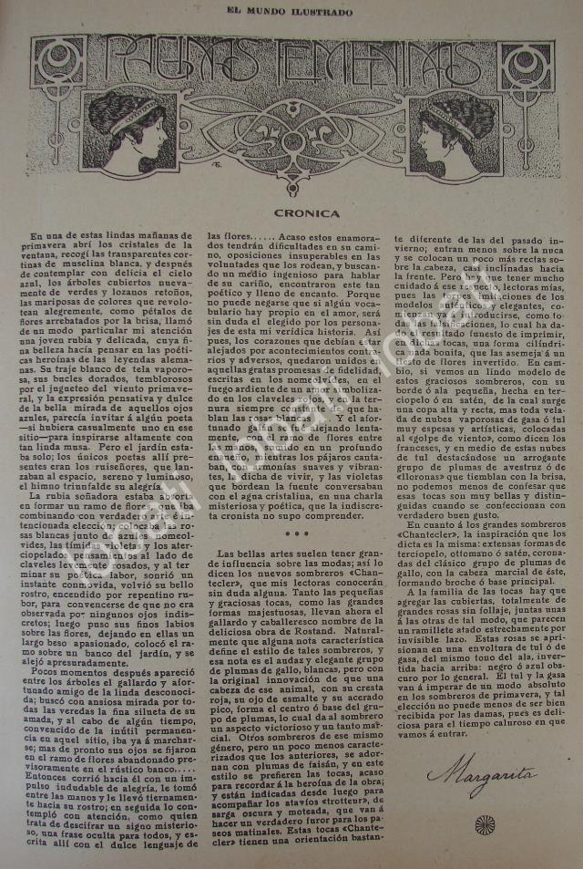 GACETA, REVISTA ANTIGUA " PAGINAS FEMENINAS" 1910 /74 - Image 2