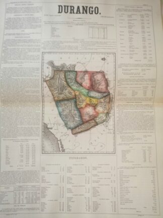 MAPA ANTIGUO DE DURANGO. 1858. EDICION FACSIMILAR DE 1953 GARCIA CUBAS