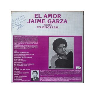 DISCO LP RETRO. EL AMOR, JAIME GARZA FIRMADO Y DEDICADO, AÑOS 80s