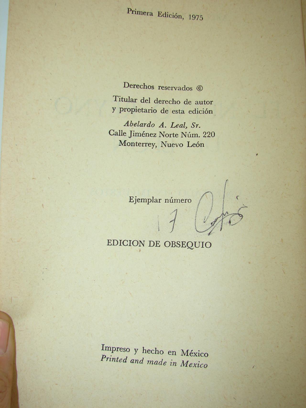 El Nuevo Reino De Leon. 1975. Abelardo A. Leal. Himx - Image 3