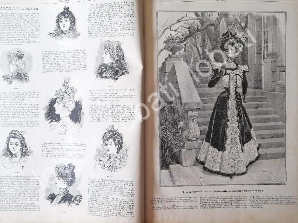 CARTEL ANTIGUO ORIGINAL DE REVISTA ANTIGUA DE MODAS 1898 " LA MODA " NUMERO 1 UNICO - Image 3