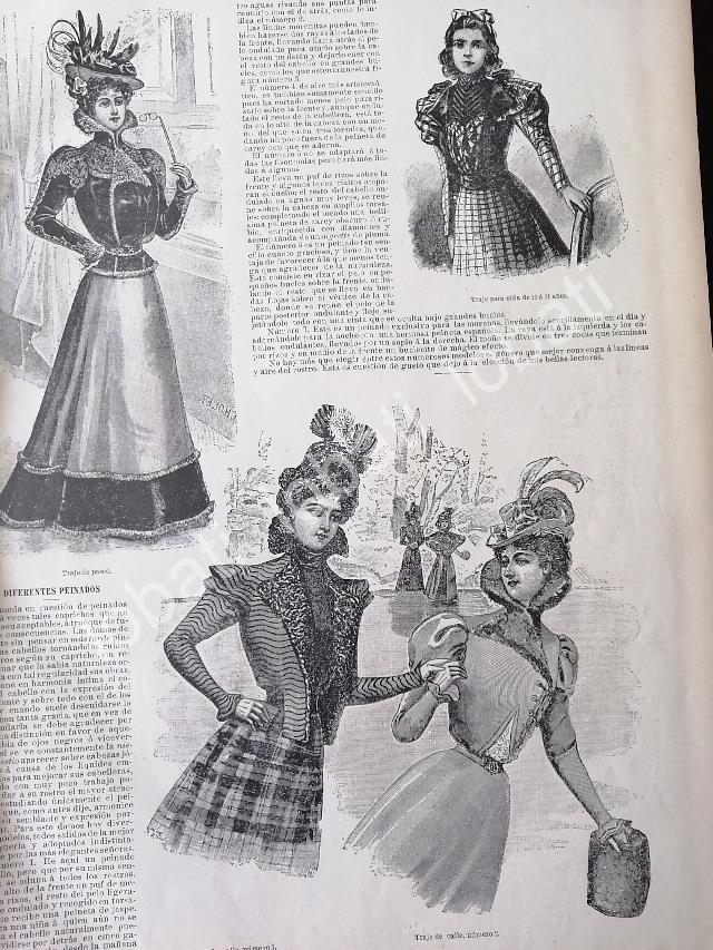CARTEL ANTIGUO ORIGINAL DE REVISTA ANTIGUA DE MODAS 1898 " LA MODA " NUMERO 1 UNICO - Image 4