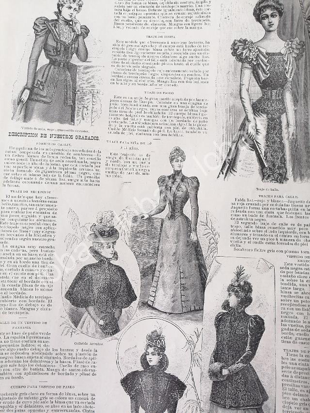 CARTEL ANTIGUO ORIGINAL DE REVISTA ANTIGUA DE MODAS 1898 " LA MODA " NUMERO 1 UNICO - Image 5
