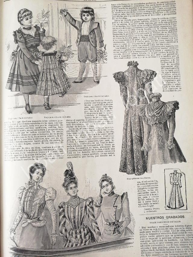 CARTEL ANTIGUO ORIGINAL DE GACETA DE TENDENCIAS DE MODAS DE 1898 VESTIDOS /3 - Image 2