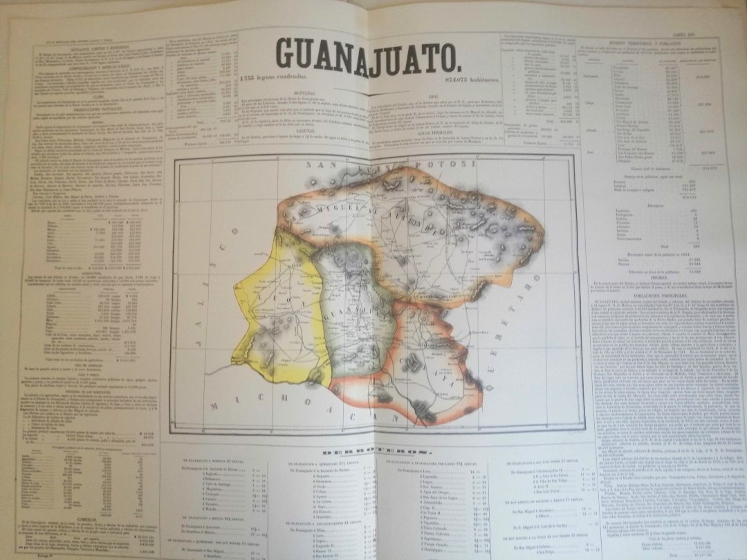 MAPA ANTIGUO DE GUANAJUATO 1858. EDICION FACSIMILAR DE 1953 GARCIA CUBAS