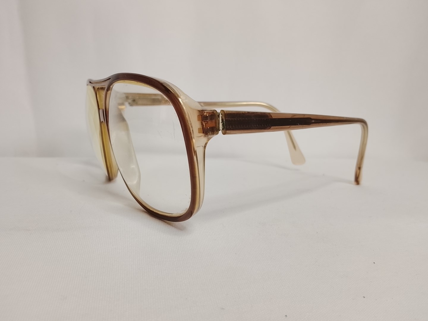 Genuinas gafas retro. Silver Dollar Eric, 1970s Marron, Caballero /raro - Image 6