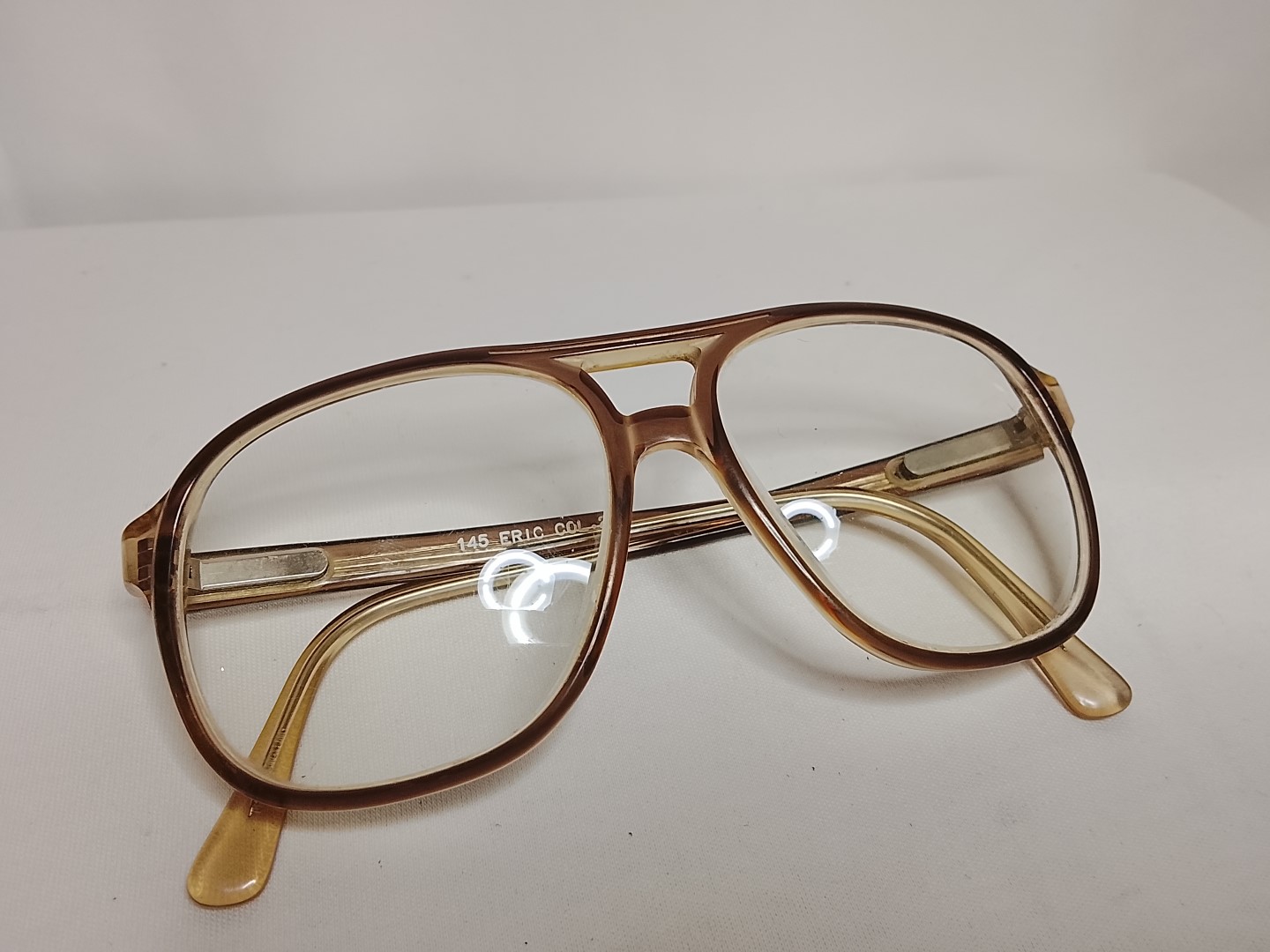 Genuinas gafas retro. Silver Dollar Eric, 1970s Marron, Caballero /raro - Image 9