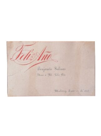 TARJETA PERSONAL DE BENJAMIN SALINAS WESTRUP 1917 /SUPER RARA