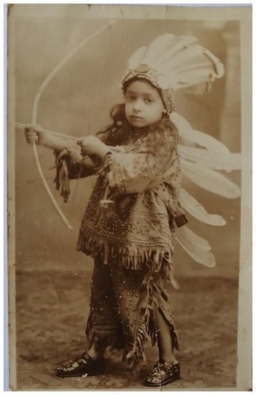 FOTOGRAFIA ANTIGUA, 1900-1910 NIÑO VESTIDO DE INDIO