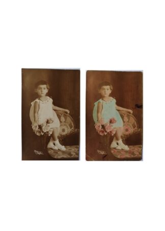 FOTOGRAFIAS ANTIGUAS, NIÑA EN COLOR Y B/N E.Z. GARCIA. MONTERREY 1900-1910