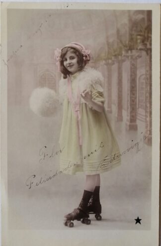 FOTOGRAFIA ANTIGUA, 1913 NIÑA EN PATINES