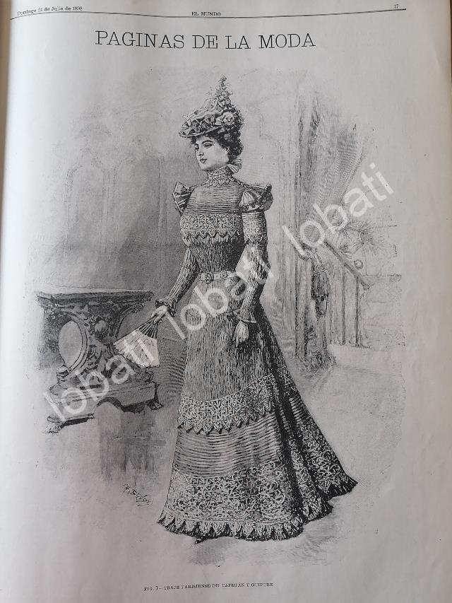 GACETA ANTIGUA 1898. " PAGINAS DE LA MODA " /28 - Image 2