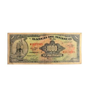 BILLETE ANTIGUO DE 1,000 PESOS CUAUHTEMOC FEB. 1977