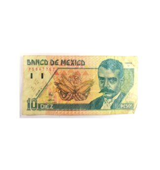 BILLETE RETRO DE 10 PESOS EMILIANO ZAPATA. 1996 SERIE U
