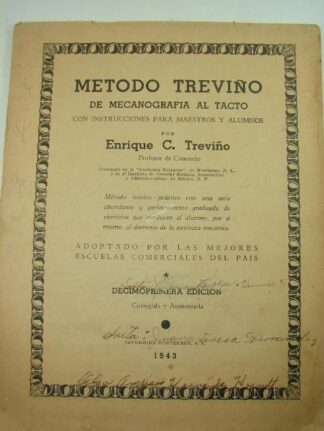 Metodo Treviño Mecanografia 1943 Enrique Treviño Mty. Raro