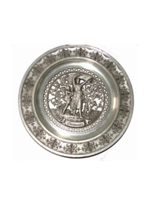 Hermoso Plato Decorativo Sks De Zinc, Aleman, Años 60s
