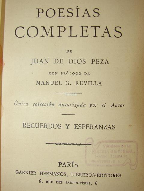 LIBRO ANTIGUO. POESIAS DE JUAN DE DIOS PESA 1891 - Image 2