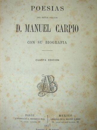 Poesias Del Sr. D. Manuel Carpio 1877 Lnu