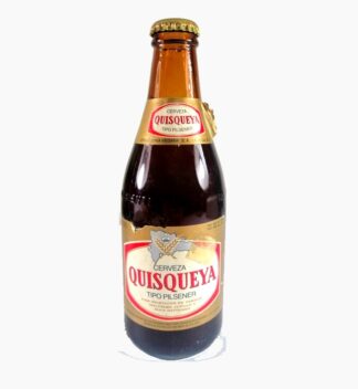 BOTELLA DE CERVEZA RETRO. QUISQUEYA. (REP. DOMINICANA) AUN LLENA
