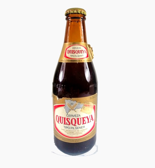 BOTELLA DE CERVEZA RETRO. QUISQUEYA. (REP. DOMINICANA) AUN LLENA