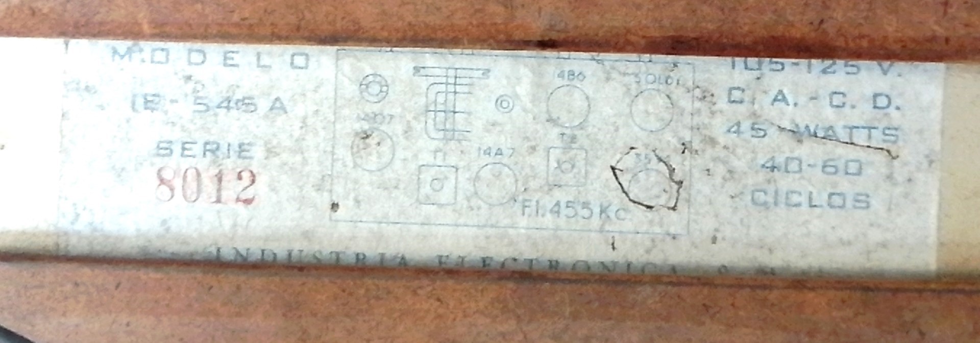 RADIO ANTIGUO DE BULBOS ELECTRONIK 8012. MADERA. 1950s - Image 3