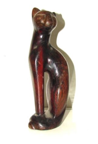 Figura Decorativa antigua, Años 40s, Gato Solemne, Palo fierro.