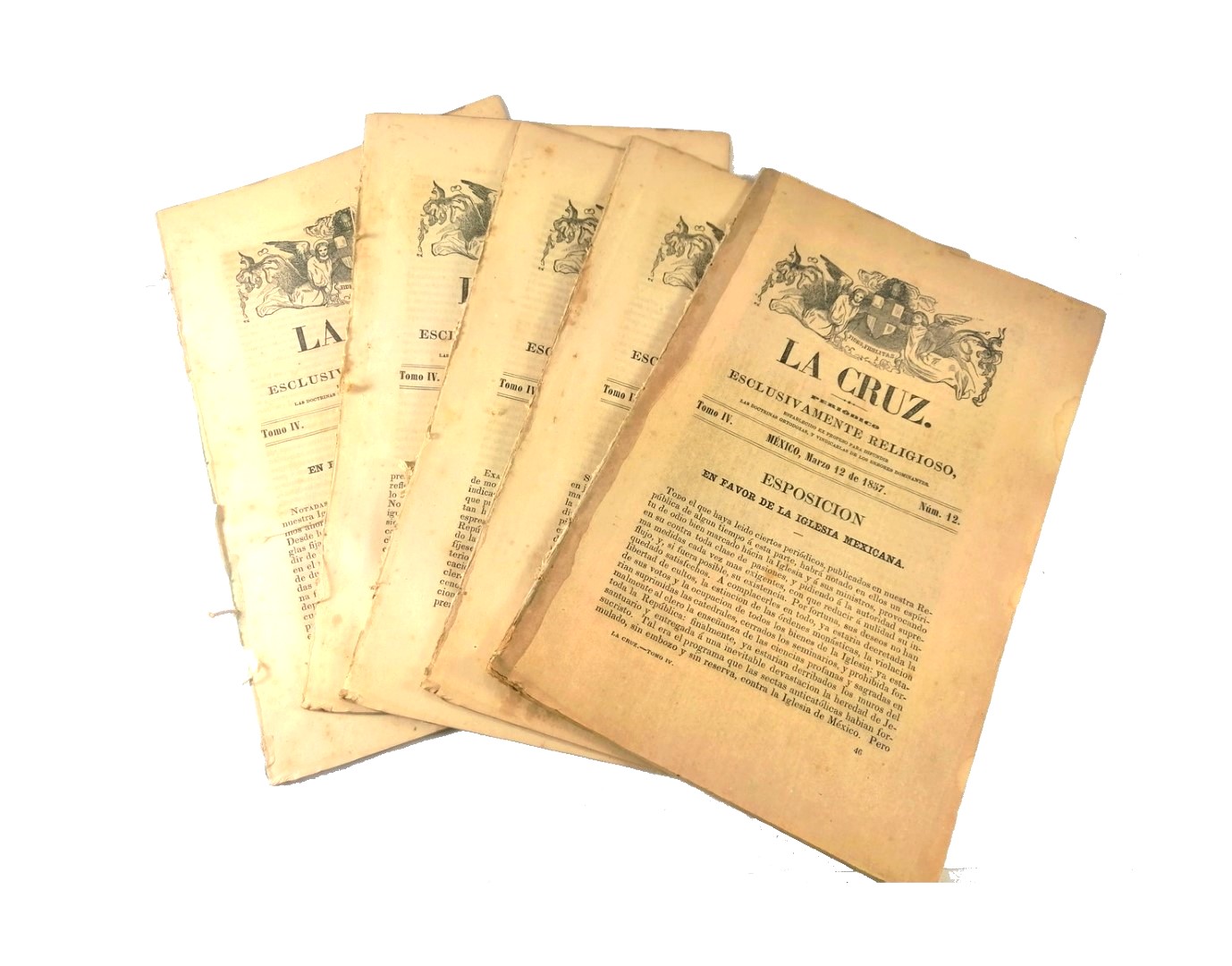 REVISTAS ANTIGUAS RELIGIOSAS. 1857. LA CRUZ, LA IGLESIA CONTRA EL ESTADO 5 NUMEROS - Image 2