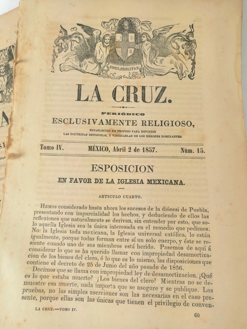 REVISTAS ANTIGUAS RELIGIOSAS. 1857. LA CRUZ, LA IGLESIA CONTRA EL ESTADO 5 NUMEROS - Image 6