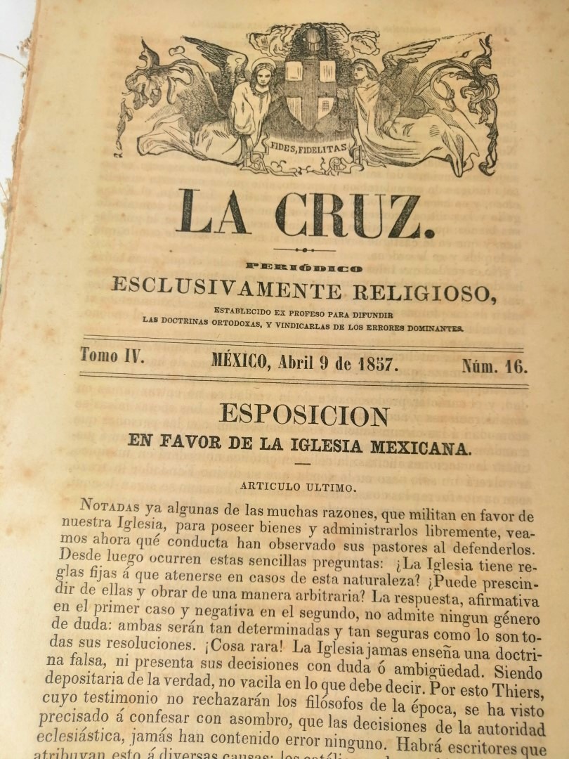 REVISTAS ANTIGUAS RELIGIOSAS. 1857. LA CRUZ, LA IGLESIA CONTRA EL ESTADO 5 NUMEROS - Image 7