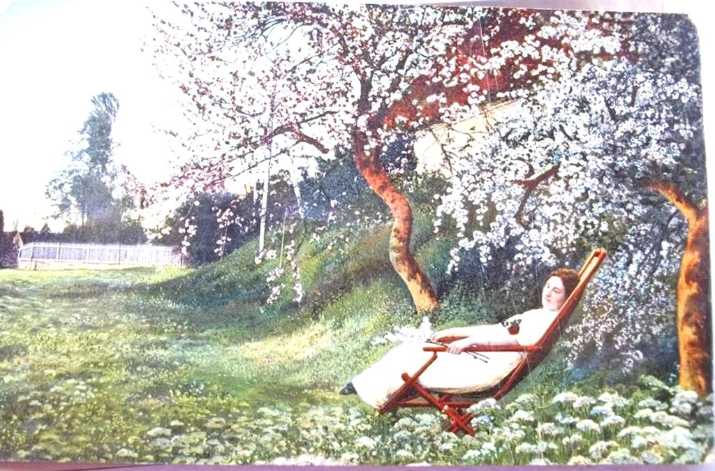 TARJETA POSTAL ANTIGUA, EPOCA PORFIRIANA, DAMA. POSTAL COLAGE. N15