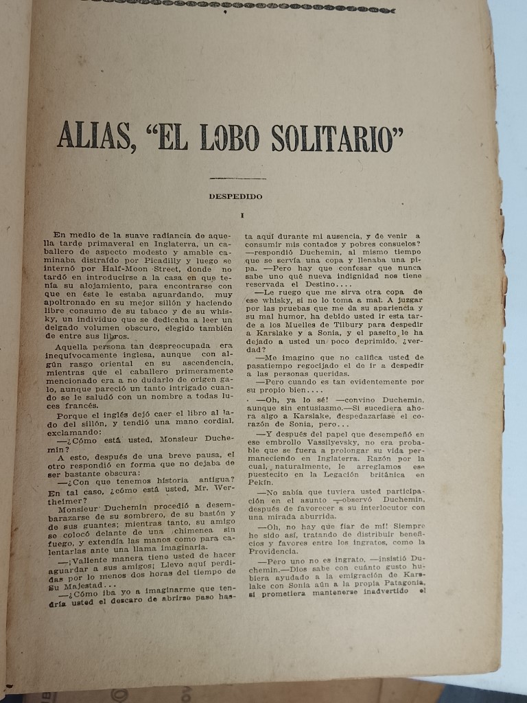 Alias El lobo solitario. Joseph Vance. rarisima edicion 1922 /Nvl - Image 2