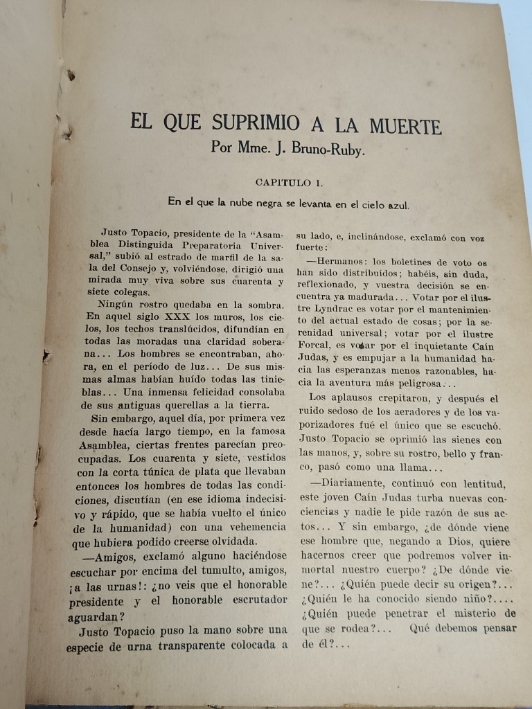 El que suprimio a la muerte. J. Bruno Ruby, 1920 Edicion Super raro Nvl - Image 2