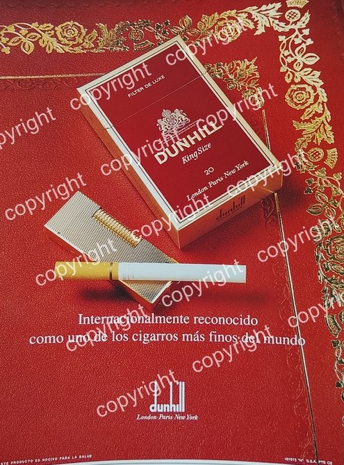 AFICHE PUBLICITARIO RETRO, CIGARROS DUNHILL 1990s