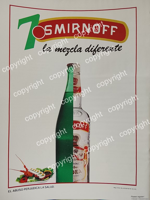 AFICHE PUBLICITARIO RETRO, VODKA SMIRNOFF 1988