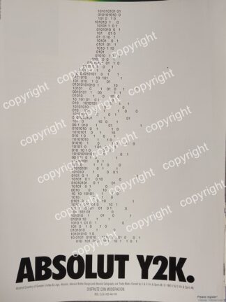 AFICHE PUBLICITARIO RETRO, VODKA ABSOLUT Y2K 1999 EDICION LIMITADA /RARO