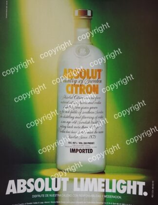 AFICHE PUBLICITARIO RETRO, VODKA ABSOLUT CITRON 1993