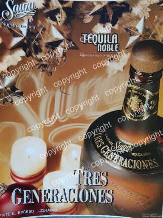 AFICHE PUBLICITARIO RETRO, TEQUILA SAUZA TRES GENERACIONES, 1999