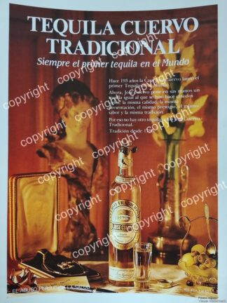AFICHE PUBLICITARIO RETRO, TEQUILA JOSE CUERVO TRADICIONAL 1988