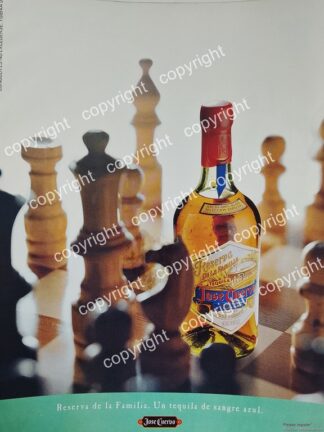 AFICHE VINTAGE ORIGINAL, TEQUILA JOSE CUERVO RESERVA DE LA FAMILIA 1993