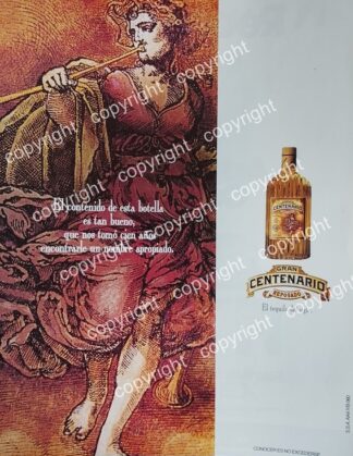 AFICHE VINTAGE ORIGINAL, TEQUILA GRAN CENTENARIO REPOSADO 1993 /LICORES