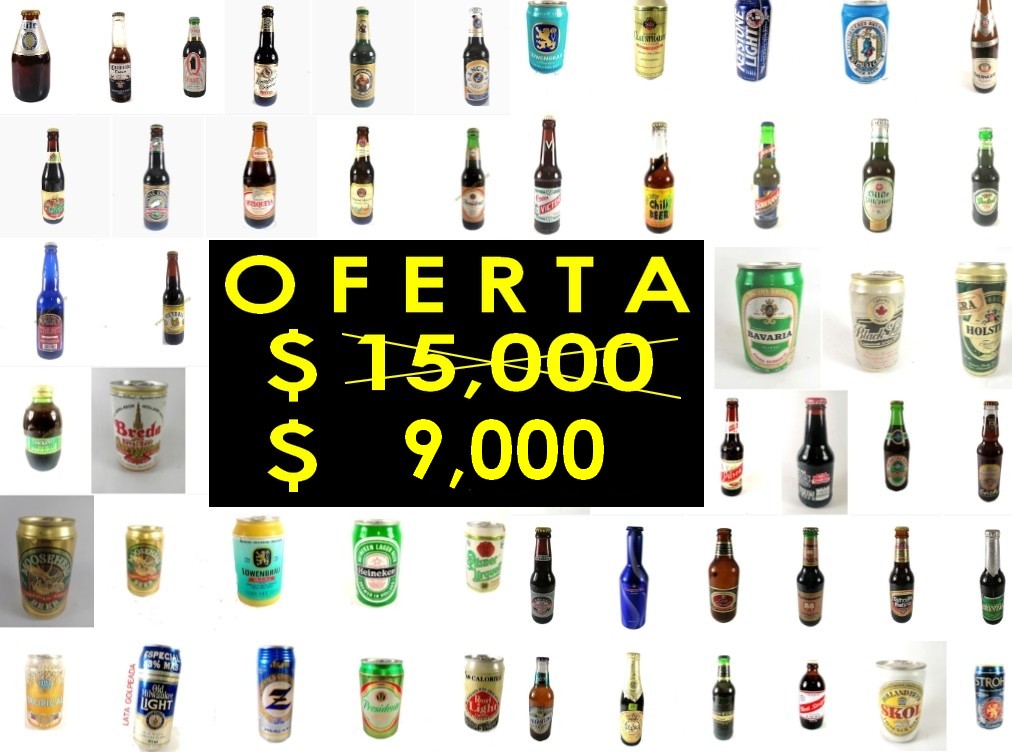 COLECCION DE 120 BOTELLAS Y LATAS DE CERVEZA RETRO VARIOS PAISES + OBSEQUIO
